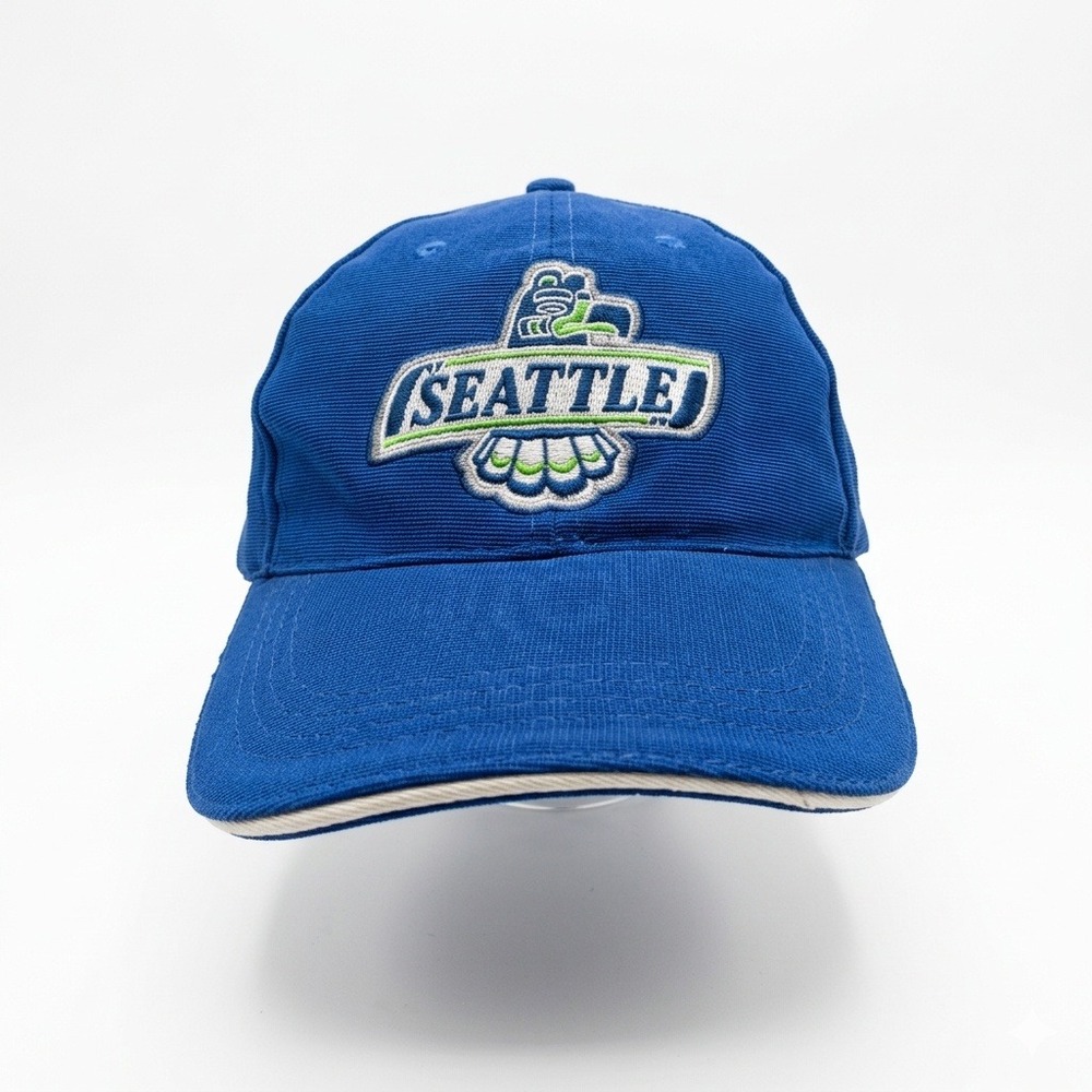Vintage Seattle Thunderbirds Hat Blue Strapback Embroidered T-Birds WHL Hockey